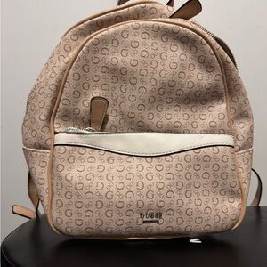 Guess Tan and Cream Monogram Backpack